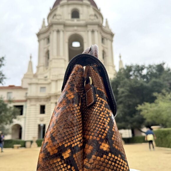 Bianca Brown Embossed Snake Top Handle Bag - Picture 6 of 8